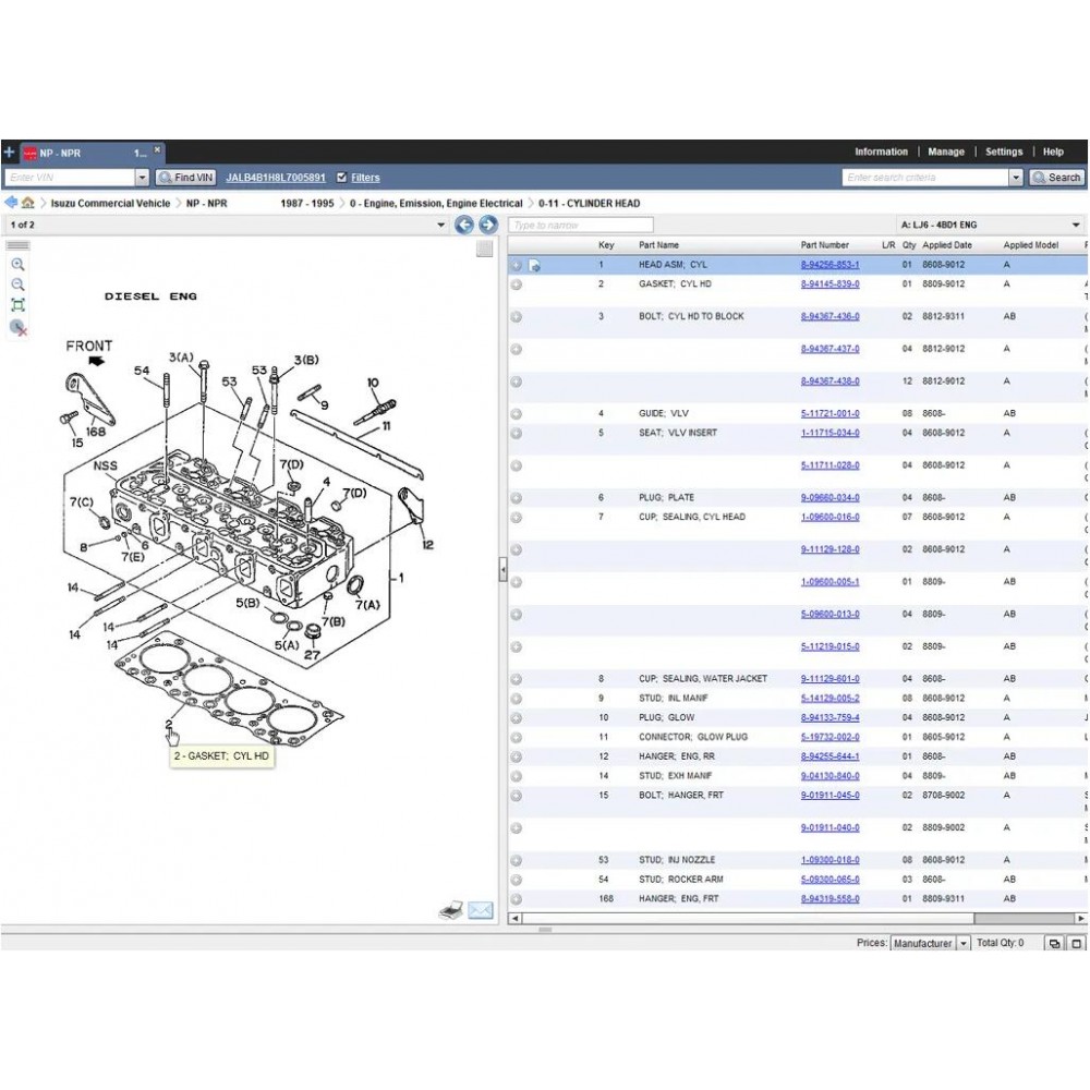 Isuzu worldwide snap on epc electrical parts catalogue 2018